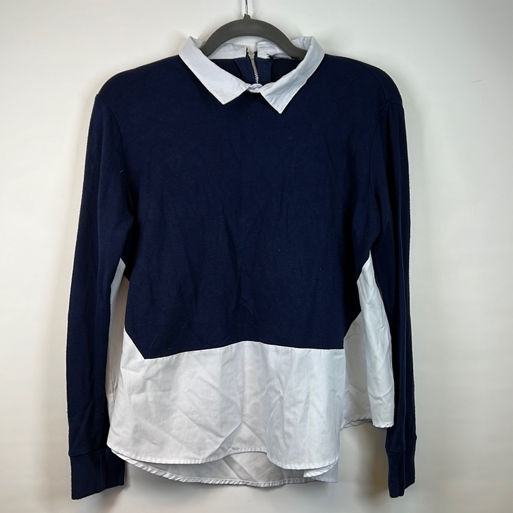 French Connection Women's Navy & White Fresh Jersey Classic Jumper Top Size M - Picture 3 of 6